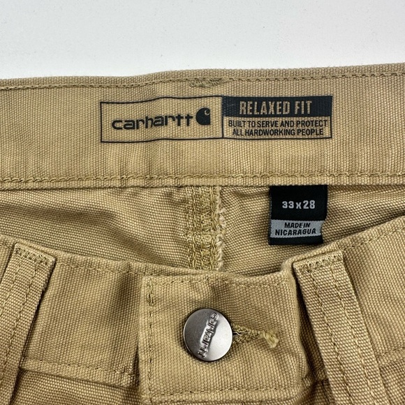 Carhartt Relaxed Fit Khaki Rugged Flex/Carvas 5-Pocket Work Pant (Size: 33x28) - Picture 8 of 13